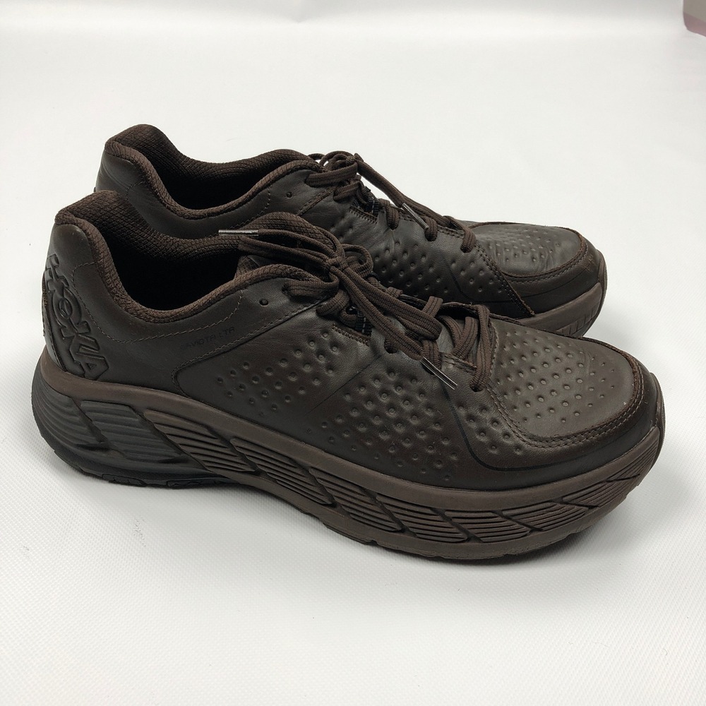 Hoka One Gaviota LTR Brown Leather Walking Shoes Mens 11.5 1019574 DSBC